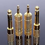 4ピース6.5ミリメートル1/4"オス3.5ミリメートルメスオーディオアダプタ高品質ゴールドアダプタステレオプラグ雄メス