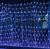 W-ONLY YOU-J クリスマスライトは、LEDネットワークは2mx2m 8メッシュパターン144妖精パケット列の結婚式の木の装飾屋外ガーデンホーム青、白のLED