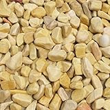 天然石 玉石砂利 3-4cm 20kg ハニ―イエロー (ガーデニングに最適 黄色砂利）