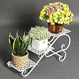 レトロ3層鉄の花のラック多層緑の大根の花の1階の居間のインテリア床の植木鉢 ( Color : White )