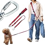 ショルダーリード 【安心のロック式軽量カラビナ仕様】 リード 犬 中型犬 小型犬 ショルダー 反射糸 散歩 両手が使える (M, レッド)