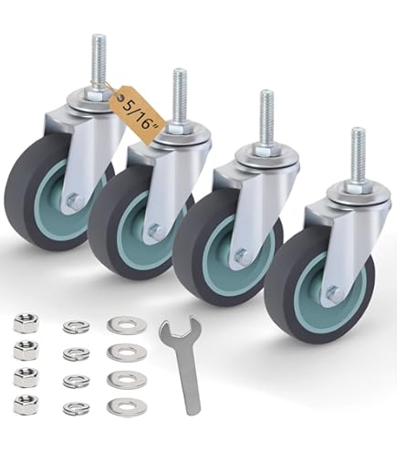 Stem Casters HOLKIE 4 Inch Locking Caster Wheels Set Of 4 - Adjustable Expanding Stem Heavy Duty Casters Wheels For Furniture