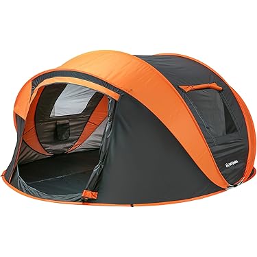 アウトドア　テント✨ 瞬間開閉 1秒テント キャンプ オレンジ×ブラック 瞬間開閉✨ 1秒テント アウトドア キャンプ オレンジ×ブラック