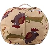 ジッパー付き収納グッズバッグチェアぬいぐるみビーンバッグ子供用ぬいぐるみアニマルグッズ収納バッグ複数のパターンで利用できる、26インチ,D3