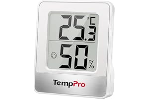 TempPro 温湿度計 温度計 湿度計 デジタル 高精度 室内 見やすい 大画面 顔マーク コンパクト 3WAY設置(壁掛け・卓上・マグネット付き) | 寝室・リビング・オフィス・赤ちゃん部屋 熱中症・梅雨・結露・乾燥・寒暖差対策・カビ防止 高齢者・子供・ペットの体調管理 エアコンの温度管理 引っ越し祝い 単四乾電池付属 TP49 ホワイト (旧ThermoPro)