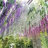 amzmonnsuta 　ガーデンフェイクグリーン藤の花　 人工つる植物偽花観葉植物 壁掛け装飾アイビー