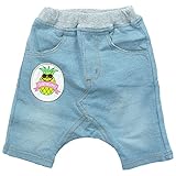 《初夏盛夏対応》 CHILD CHAMP(チャイルド チャンプ) ストレッチカラーデニムパイナップル五分丈サルエルパンツ 110cm/BL NO.C-86182305