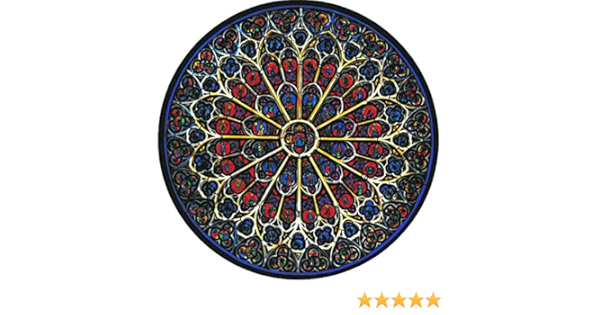 Amazon Co Jp Winged Heart ステンドグラス シール 教会 ノートルダム大聖堂 バラ窓 静電気接着 約14cm ホーム キッチン