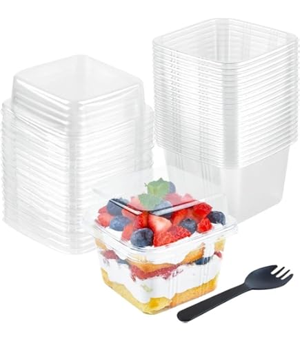 Amazon.co.jp: 50個パック 8オンス 正方形 プラスチック デザート