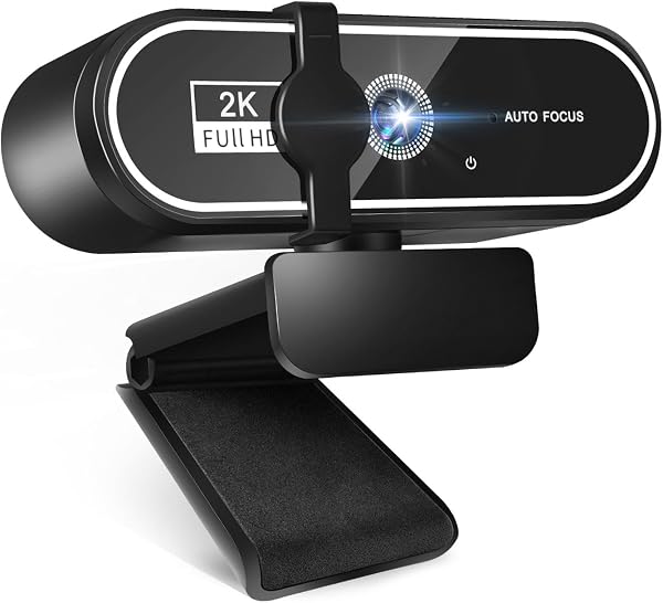 Webカメラ ウェブカメラ HD 2K 400万画素 広角レンズ マイク付き 自動光補正 ストリーミング USB接続 PCカメラ 1/4インチ三脚穴 Zoom/Skype/YouTube/ビデオ会議/オンライン授業/リモートワークなどに対応可能 Windows11/10/8/7 Mac OS X 日本語説明書付き (ブラック) - 1