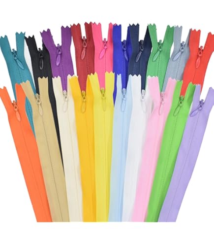 Glarks 22pcs 30cm Nylon Invisible Zip, 20 Couleurs Nylon