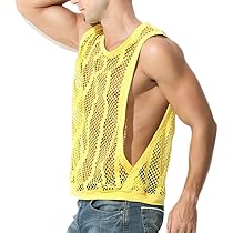 UPD'T イエローメッシュタンクトップ Amazon | [満天屋] メンズ タンクトップ メッシュ トップス 網T