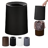 ゴミ箱 おしゃれ ゴミ袋が見えない 丸型 ビニール袋隠す 8L/12L シンプル リビング キッチン 洗面所 オフィス ごみ箱 ごみばこ フタなし ルクレール 2重構造 フタなしゴミ箱 (ブラック, 8L)