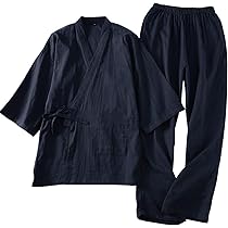 Amazon | [ON NISHIKI] 作務衣 紳士 綿100％ 上下セット しじら