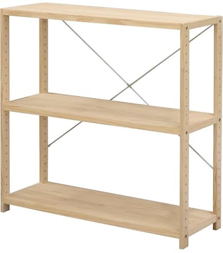 Amazon｜カインズ(CAINZ) 木製ラック25 3段 ナチュラル C1｜オープン