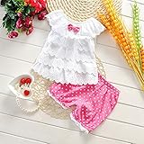 M.Z.L リボン 子供服 キッズ服 韓国子供服 キッズ パンツセット ブラウス キャミソール ガールズ 可愛い 夏服 子ども服 女の子 (6#, バラ色)