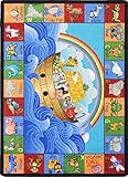 Joy Carpets Kid Essentials Inspirational Noah's Alphabet Animals Area Rug Multicolored 3'10 x 5'4 [並