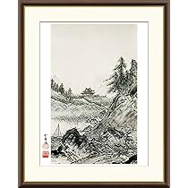 Amazon.co.jp: JHA 絵画 アート額絵 日本の名画 雪舟「秋冬山水