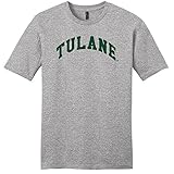 NCAA Tulane Green WaveアーチソフトスタイルTシャツ、ライトヘザーグレー、大