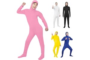 全身タイツ 顔出しタイプ フロントファスナー付き 男女兼用 ストレッチ素材 コスプレ衣装 全12色 XS/M/XL ハロウィン 仮装 パーティー | 全身一体型 155-190cm 顔出しデザイン 前開きファスナー 伸縮性 柔らかい 動きやすい 快適