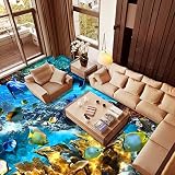 lhdlily self-adhesice床Mural HD Underwater World Dolphin Tropical Fish 3dバスルームOffice床壁紙 LHDLily-56161