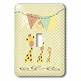 ビバリーターナーデザイン赤ちゃん – Giraffe Family Withカラフルなフラグ、onイエローとブラック – 照明スイッチカバー – シングルトグルスイッチ( LSP _ 192612 _