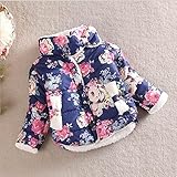 My Little one ベビー キッズ 花柄 ダウン ジャケット アウター コート 中綿 裏起毛 ブルー (120)