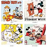 （内野）UCHINO Disney(ディズニー) アフィッシュ タオルハンカチ ドナルドダック ミッキーマウス ミニーマウス イエロー