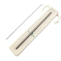 チタンストロー 金属ストロー 環境保護 再利用可能な 7mm スムージー ミルクシェイク カクテル ホットドリンクに最適 洗浄用ブラシ+収納袋付 1533B