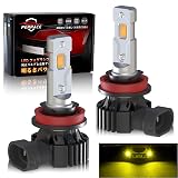 Perrace h11 led フォグランプ イエロー h8 led フォグ 黄色 h16 led フォグランプ 爆光 h9 ファンレス 結露防止 一体型 無極性 ポン付け 一体型 DC12V / 24V車用LEDバルブ 2個セット