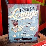 アンティークエンボスプレート「Cocktail Lounge」（RECTサイン）　／ブリキ製看板／ティンサイン／アメリカン雑貨／