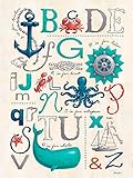 Oopsy Daisy Fine Art for Kids Nautical ABCsキャンバス壁アートby Finny and Zook 18 x 24" NB21332