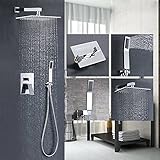 votamutaオイルはブロンズ8 " Rainfallシャワー蛇口セットウォールマウントバスルームシングルハンドルハンドヘルドシャワースプレーヘッド シルバー VOT062210-2
