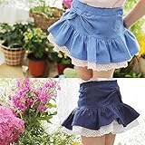 即納子供 スカートキッズ 女の子 デニム柔らかい 優しい ジーンズ リボン レースフリルデザイン 全2色 Navy,140