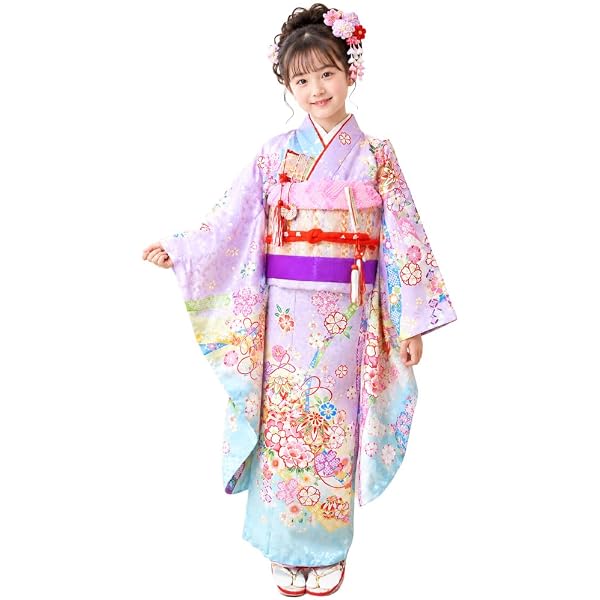 Amazon | [NISHIORI] 七五三 7歳 女の子 着物 セット 絵羽柄 四つ身 15