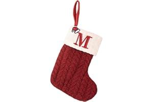 クリスマス オーナメント 靴下 レッド グリーン 文字入 ソックス デコレーション ツリー 飾り ギフト 袋 玄関飾り プレゼント (レッド M)