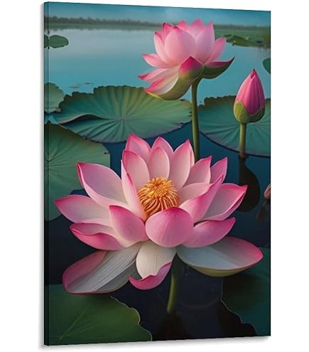 Amazon.co.jp: 蓮の花 ハスの花 ハスの葉 睡蓮 アートポスター