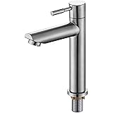 bath&bath 洗面用 B型 シングルレバー 単水栓 ステンレス製 ロング水栓 蛇口 立水栓 洗面 手洗いボウル (B型 高さ180mm 単水栓)