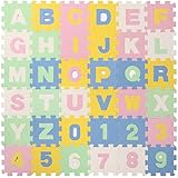 ユノックス 床材 ジョイントマット パズルマット 数字+アルファベット 36枚セット [約15x15x厚さ1cm/子供 キッズ プレイマット/防音対策/床の傷防止/床暖房対応]