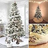 Kicode White Christmas Tree Skirt Plush Apron Xmas Print Ornaments Party Decor