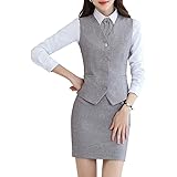 [ByFshow] スーツベストレディース ベスト+スカート 2点セット オフィス 制服 事務服ベスト セットアップ 女性用 オフィス ４つボタン おしゃれ 着痩せ 面接 上品 大きいサイズ OL制服 コスチューム レディース