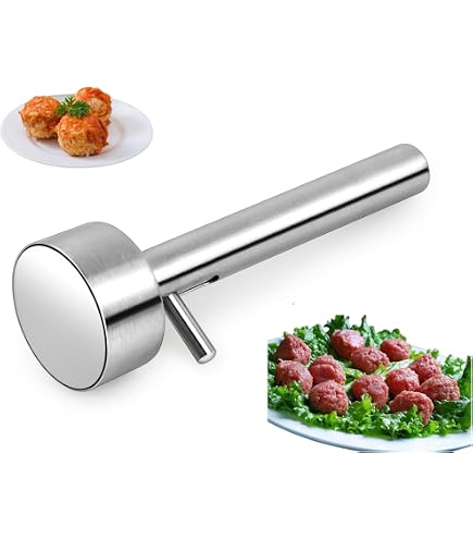 Falafel-Macher-Set Aus Edelstahl – Mittelgroße Donut-Form (5,8 Cm) Mit Loch, Perfekt Für Selbstgemachte Falafel & Fleischbällchen, Rutschfester Griff, Spülmaschinenfest