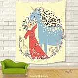 vipsung家インテリアタペストリー_ Under the Sea Starfishes CrabsアンカーステアリングホイールSails Seashellsオーシャンミントグリーンネイビーブルーホ