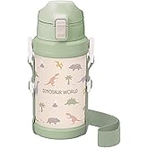 【Amazon.co.jp 限定】 オーエスケー(OSK) 水筒 子供用 600ml 恐竜 グリーン ショルダーベルト付 直飲み ボトル SBR-600D