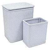 Redmon 7212IB Chelsea Pattern Wicker Nursery Hamper And Matching Wastebasket - Illusion Blue