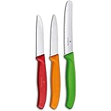 Victorinox Swiss Classic Vegetable Knife Set, 3 Pieces (Red, Orange, Green)