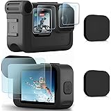 【6枚】FitStill 強化ガラスフィルムセット に適用Gopro Hero 12 /Hero 11 /Hero 10 / Hero 9 Media MOD アンチスクラッチ | メイン画面用2枚 + サブ画面用2枚+LED保護フィルム2枚