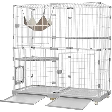 キャットケージ　ケージ　ゲージ　高さ145cm ホワイト　コンパクト　多機能 キャットケージ ケージ 高さ145cm ホワイト コンパクト 多機能