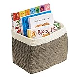 mDesign Knit Baby Nursery Closet Organizer Bin for Toys, Books, Towels, Diapers - Small, Khaki/Ivory