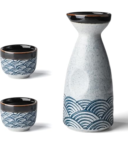 Amazon.co.jp: 玉山窯 鼠志野ぶどう お預け酒器揃 【酒器 美濃焼